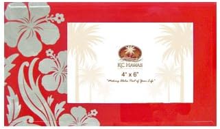 KC Hawaii Hibiscus Swirl Red Glass Frame 4 X 6