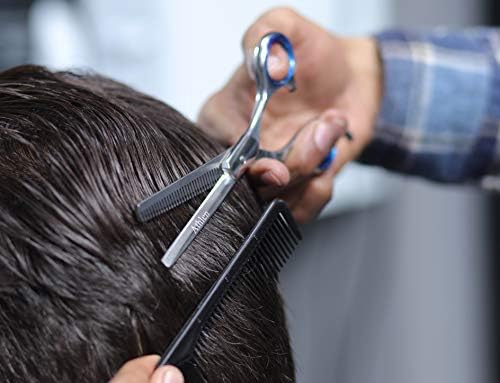 Foarfece profesionale de păr de frizerie și foarfece subțiri set de foarfece japoneze din oțel inoxidabil de ras foarfecă de margine de ras - Lungime totală de 6,5 ” - foarfece premium pentru tăierea părului