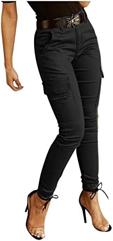 Pantaloni Cokuera pentru femei Slim, respirabil pe litoral, cu picioare drepte, doamne Pantalon elegant sub genunchi Bandage Color Solid