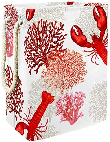 Coș de haine DJROW Tropical Marine homar ancoră Corali coșuri de depozitare a rufelor cu suporturi detașabile Upgrade coș de rufe pliabil pentru jucării organizare îmbrăcăminte