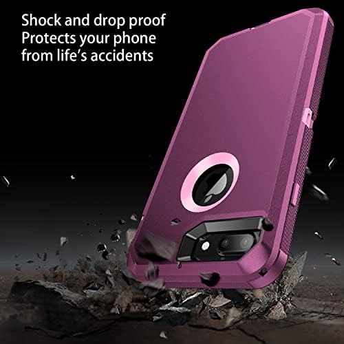 Regsun pentru iPhone 6s Plus/6 Plus, protector de ecran încorporat, protecție cu 3 straturi cu 3 straturi de protecție completă cu un impact ridicat cu impact mare pentru iPhone 6s plus 5,5 inci, violet/roz