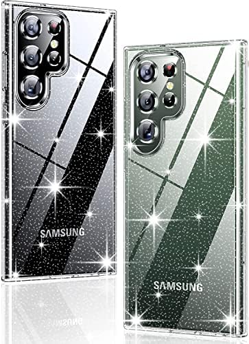 Wegoodsun Samsung Galaxy S22 Ultra 5G Case Glitter, Crystal Clear Spankly Shiny Slim Drop Protection Telefon Femei Femei Case pentru Samsung Galaxy S22 Ultra-Twinkle Clear Clear